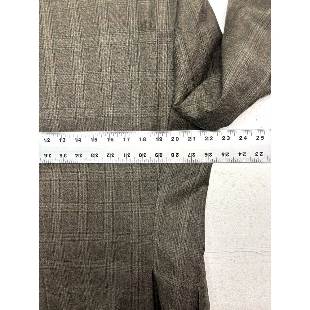 Hart Schaffner‎ Marx 42R Brown Plaid Flannel Wool Blazer Jacket Sport Suit Coat